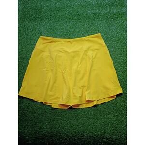 PINSPARK Women's Athletic Skort Yellow Skirt with Shorts Size L
